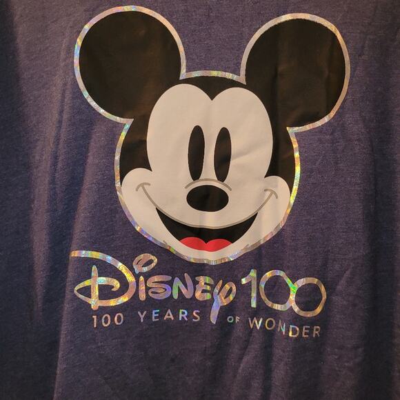 Disney 100 Year Celebration Mickey Mouse Front & Back Hit Blue T-Shirt Size XL - Picture 4 of 5